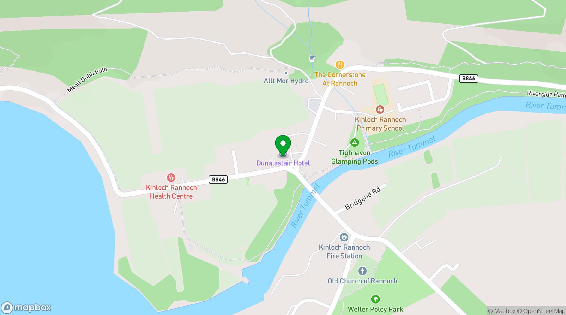 Map showing Dunalastair Hotel Suites