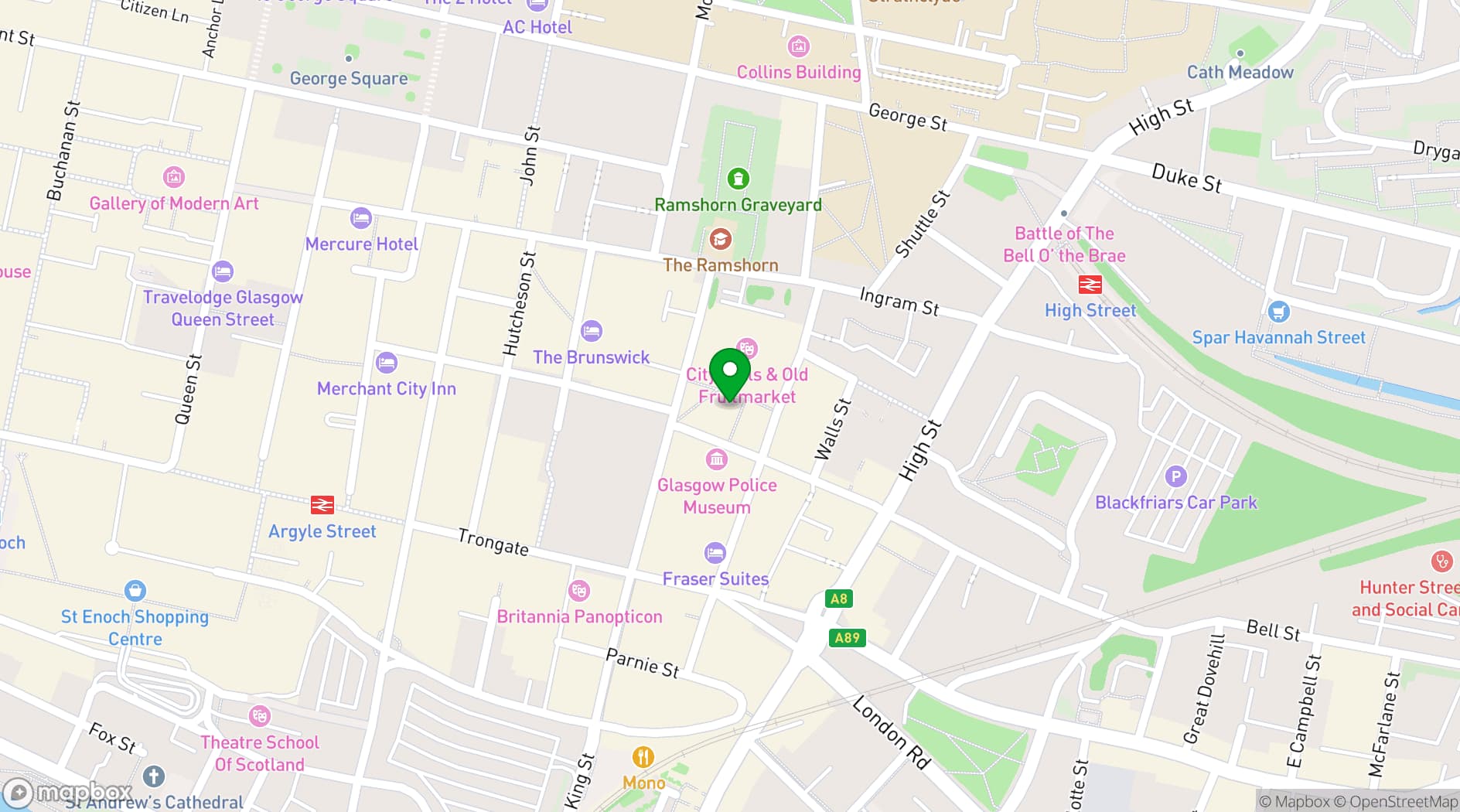 Map showing One Under Glasgow
