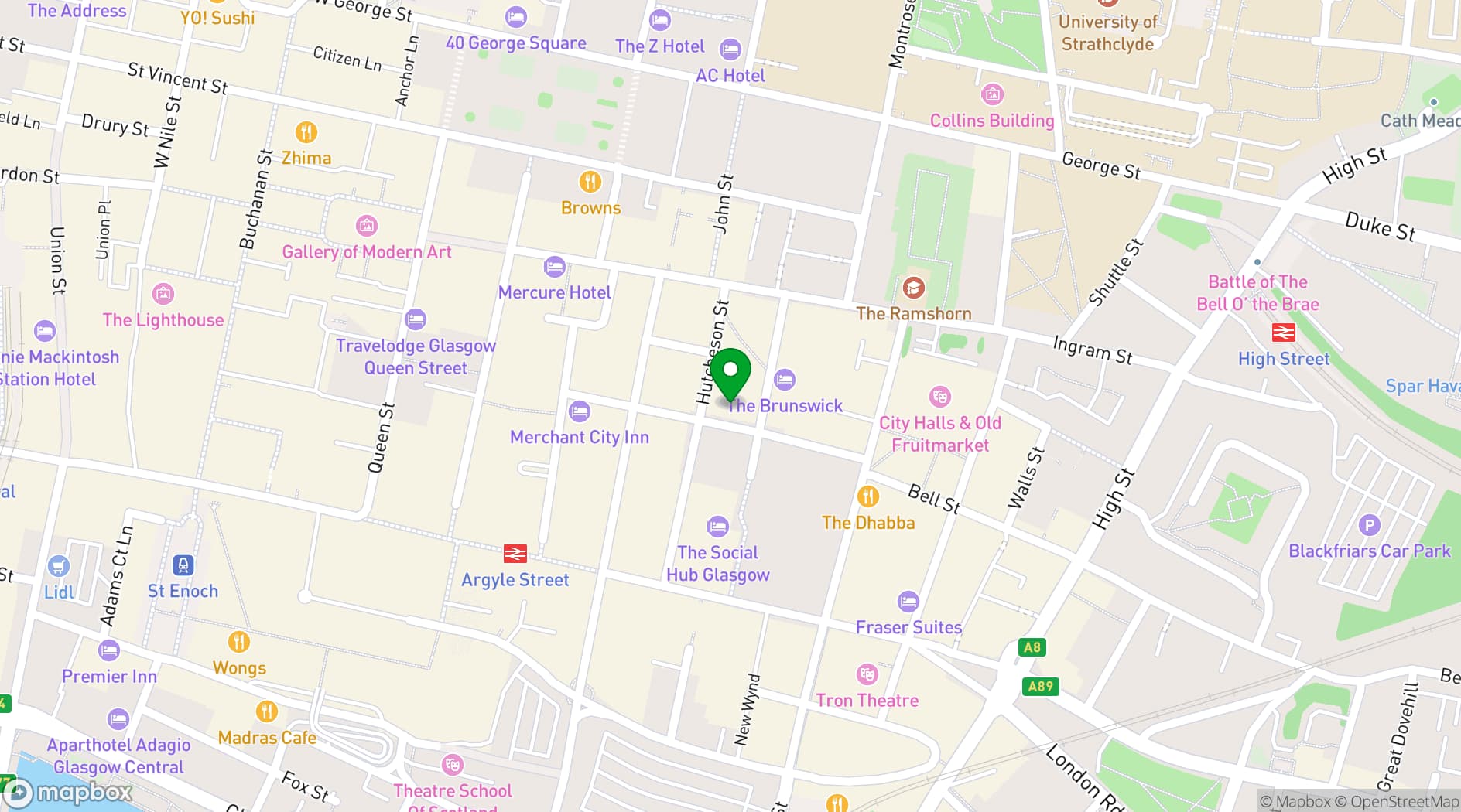 Map showing Citation Glasgow