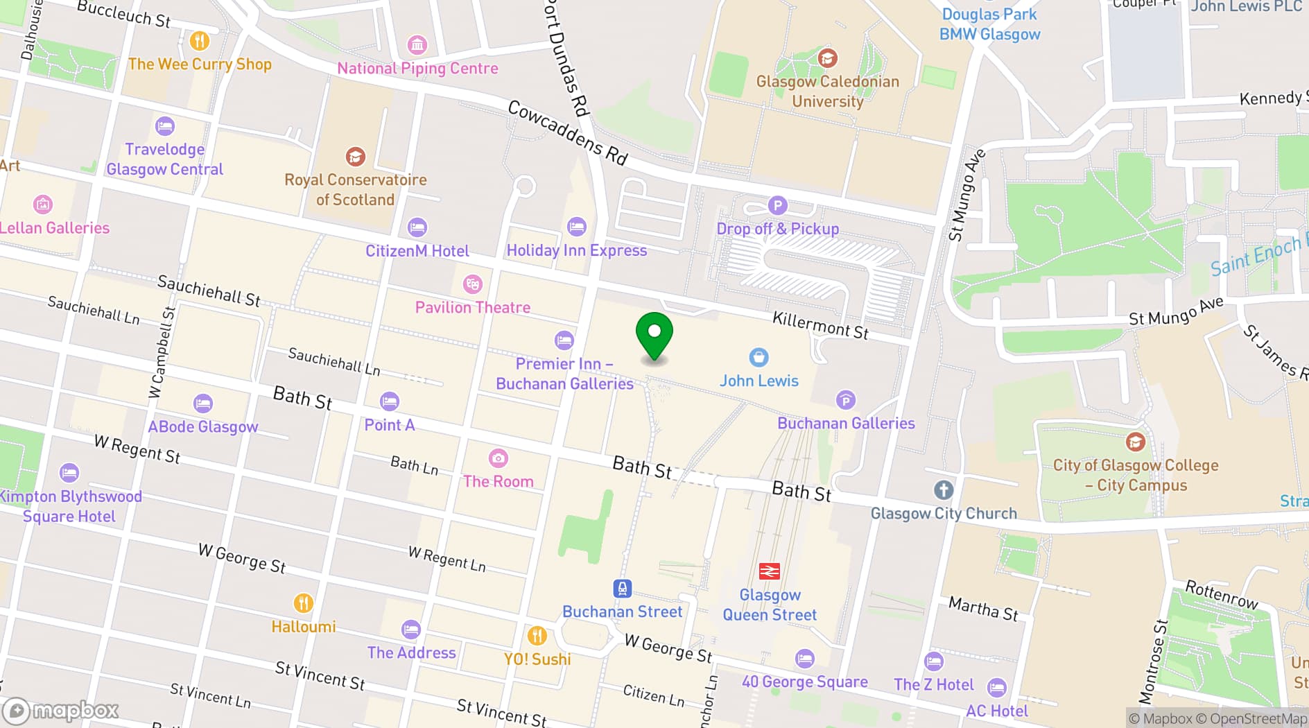 Map showing Glasgow Royal Concert Hall