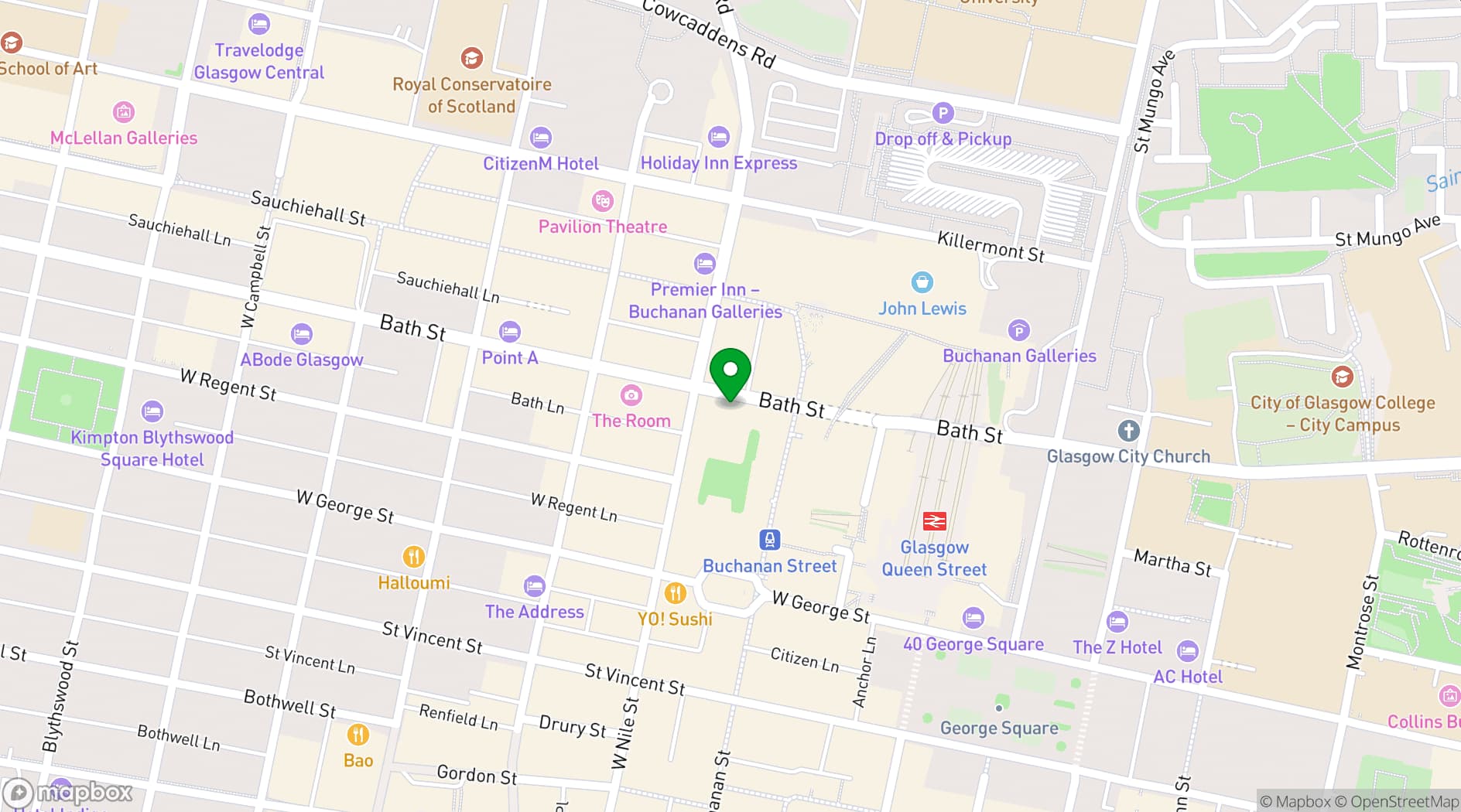 Map showing Jungle Rumble Glasgow
