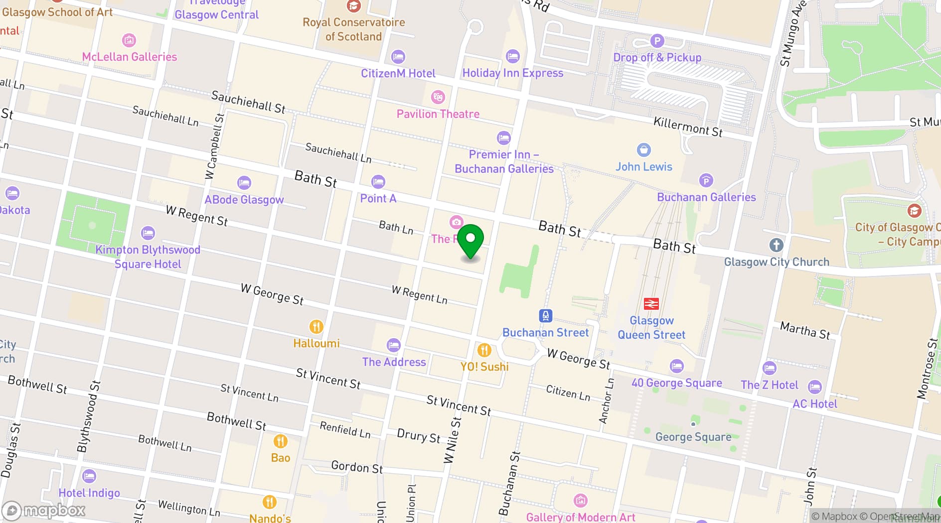 Map showing Wizu Workspace - West Regent Street 