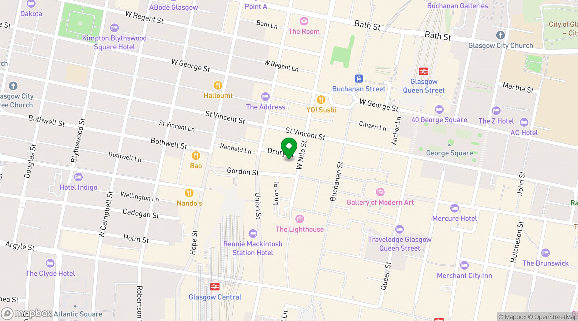 Map showing Glasgow (Gaucho)