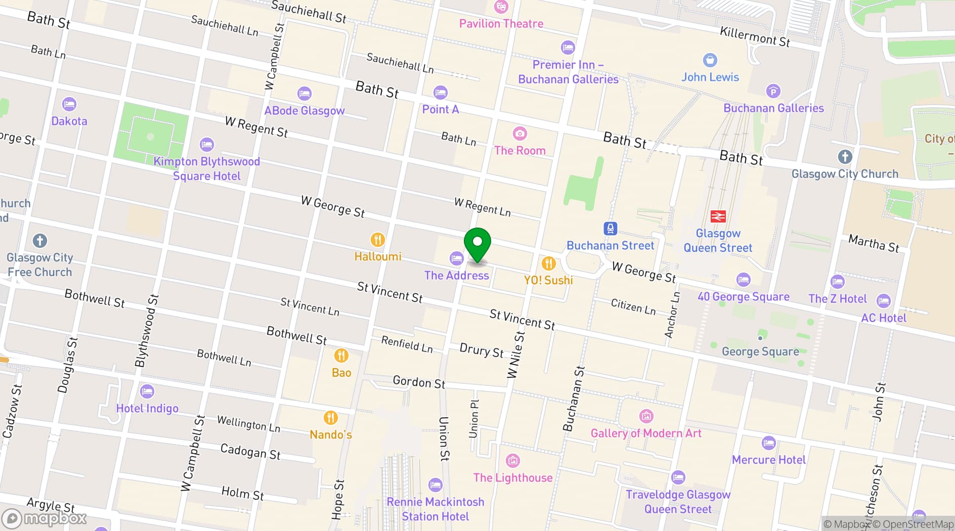 Map showing Revolucion de Cuba Glasgow 