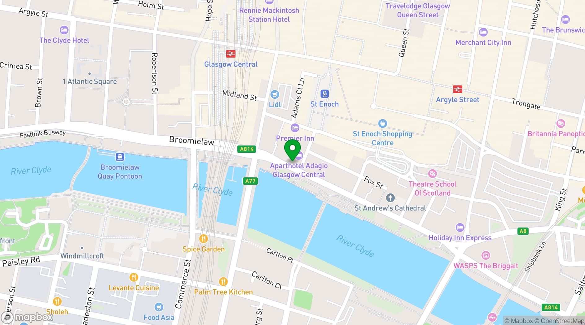 Map showing Clayton Hotel Glasgow City