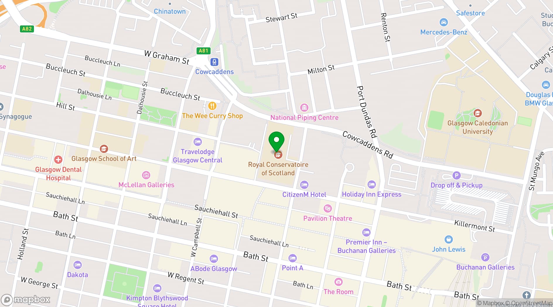 Map showing Royal Conservatoire of Scotland