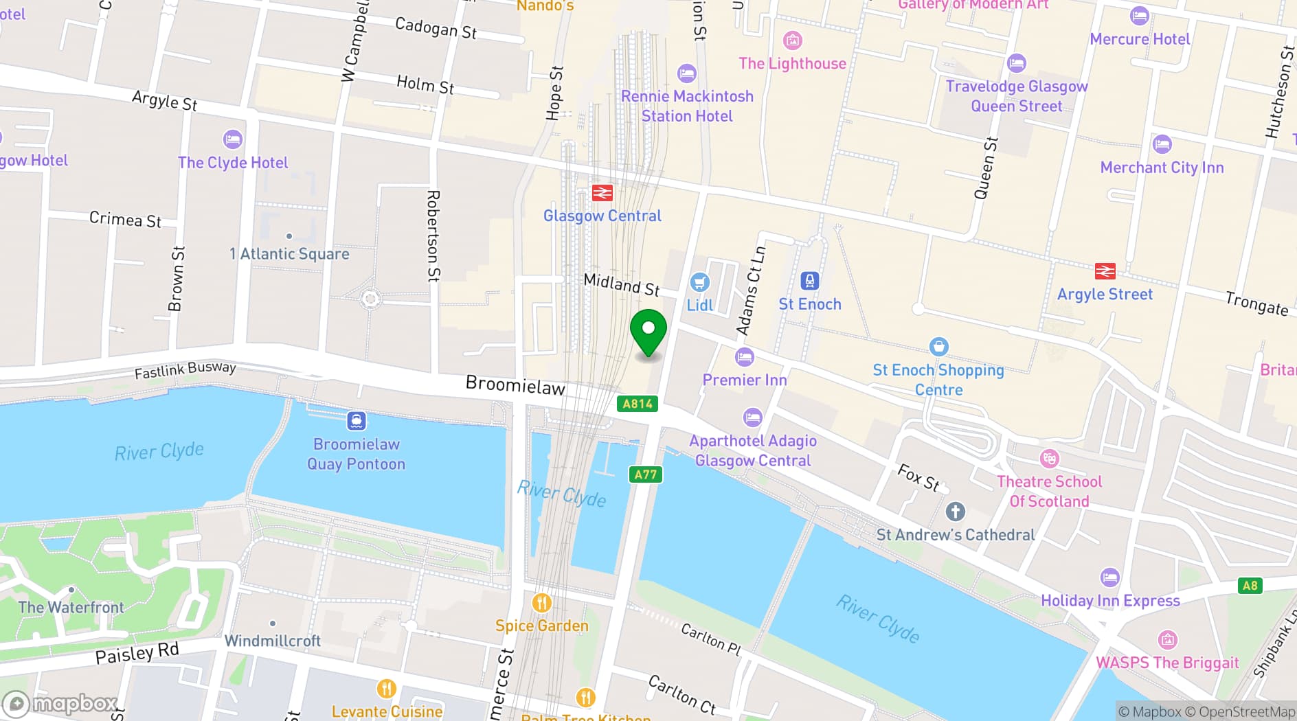 Map showing Leonardo Royal Glasgow