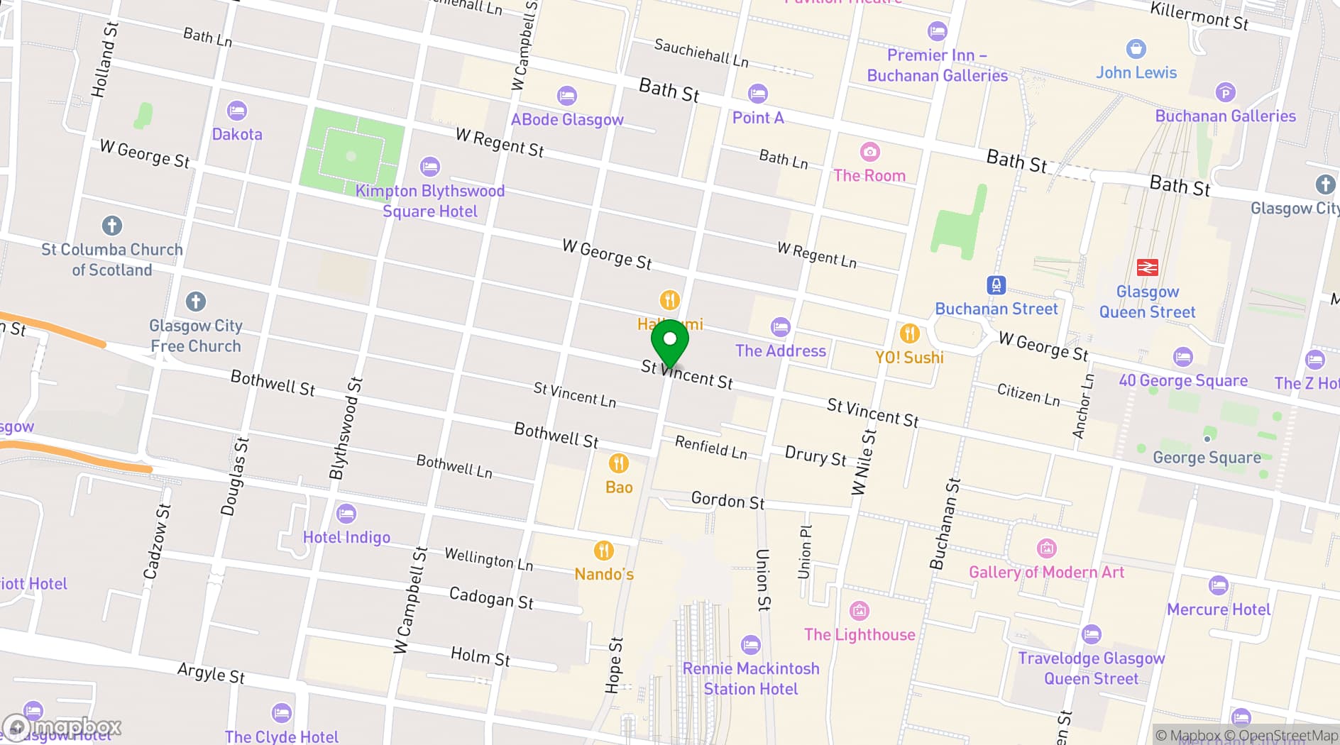 Map showing SEC Glasgow