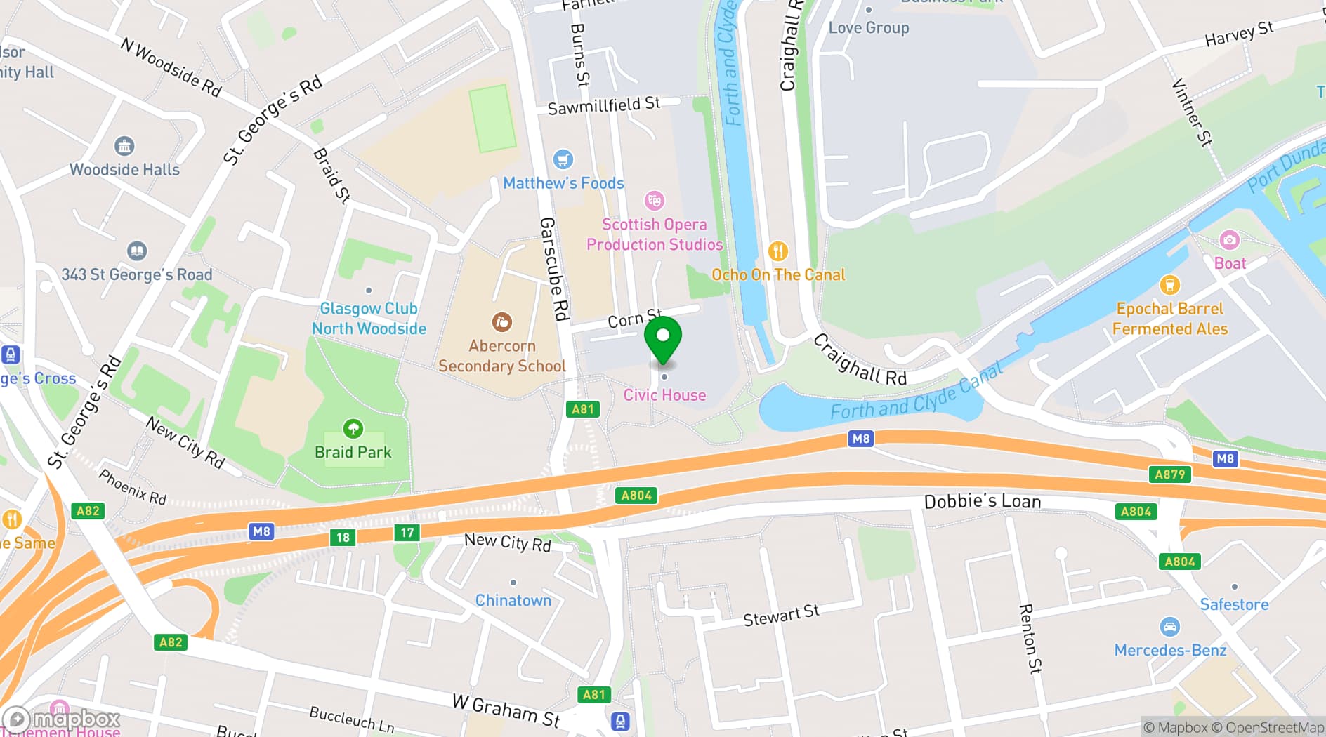 Map showing Civic House at Agile City