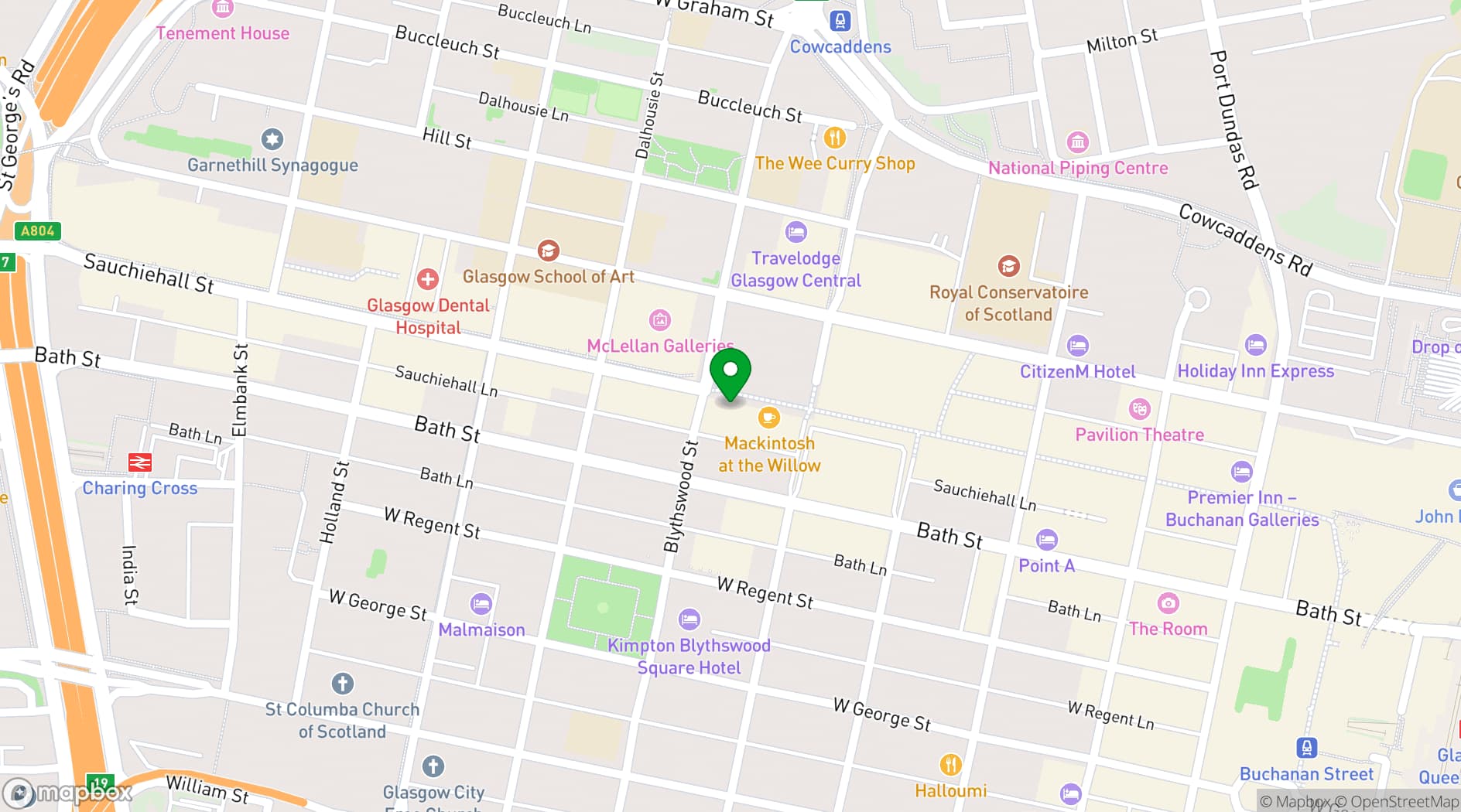 Map showing Mackintosh at the Willow