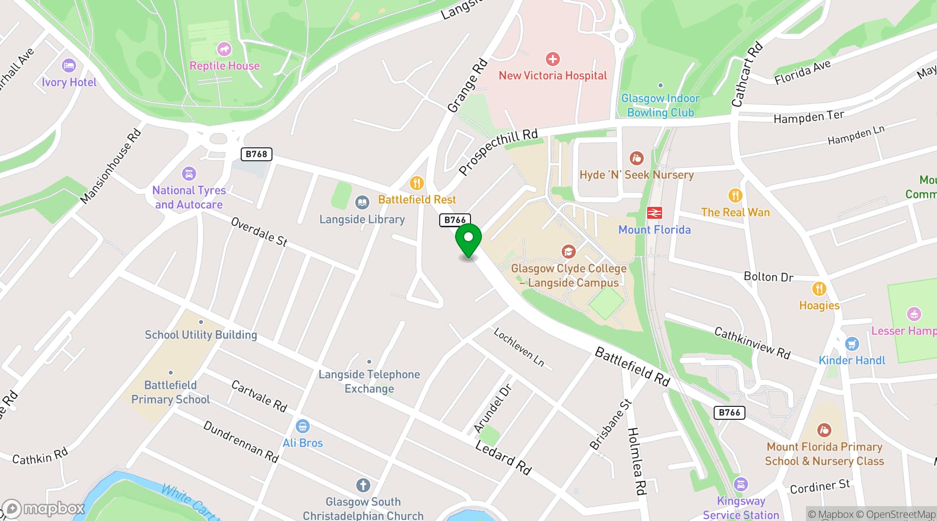Map showing Hot Yoga Glasgow