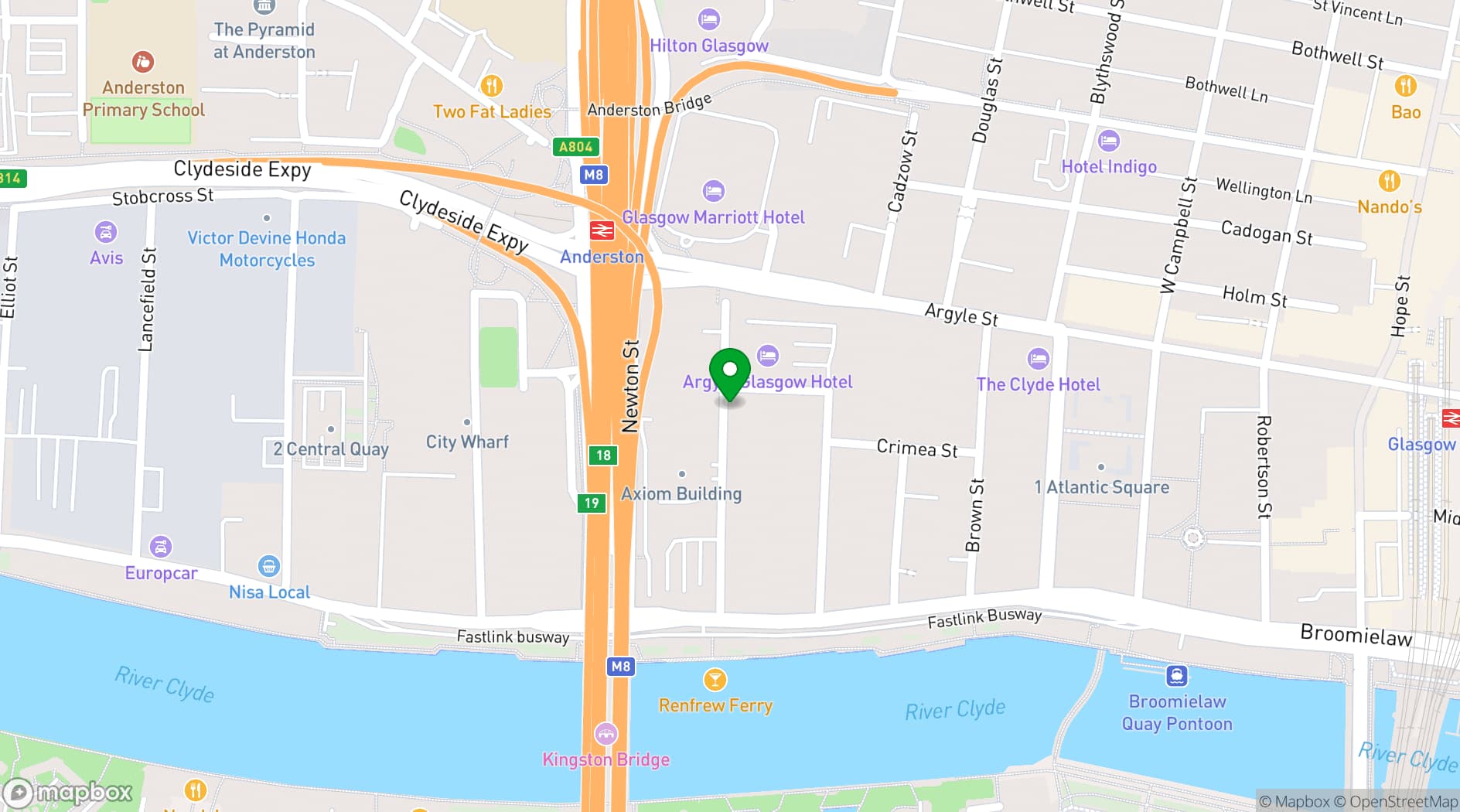 Map showing Glasgow Training Rooms