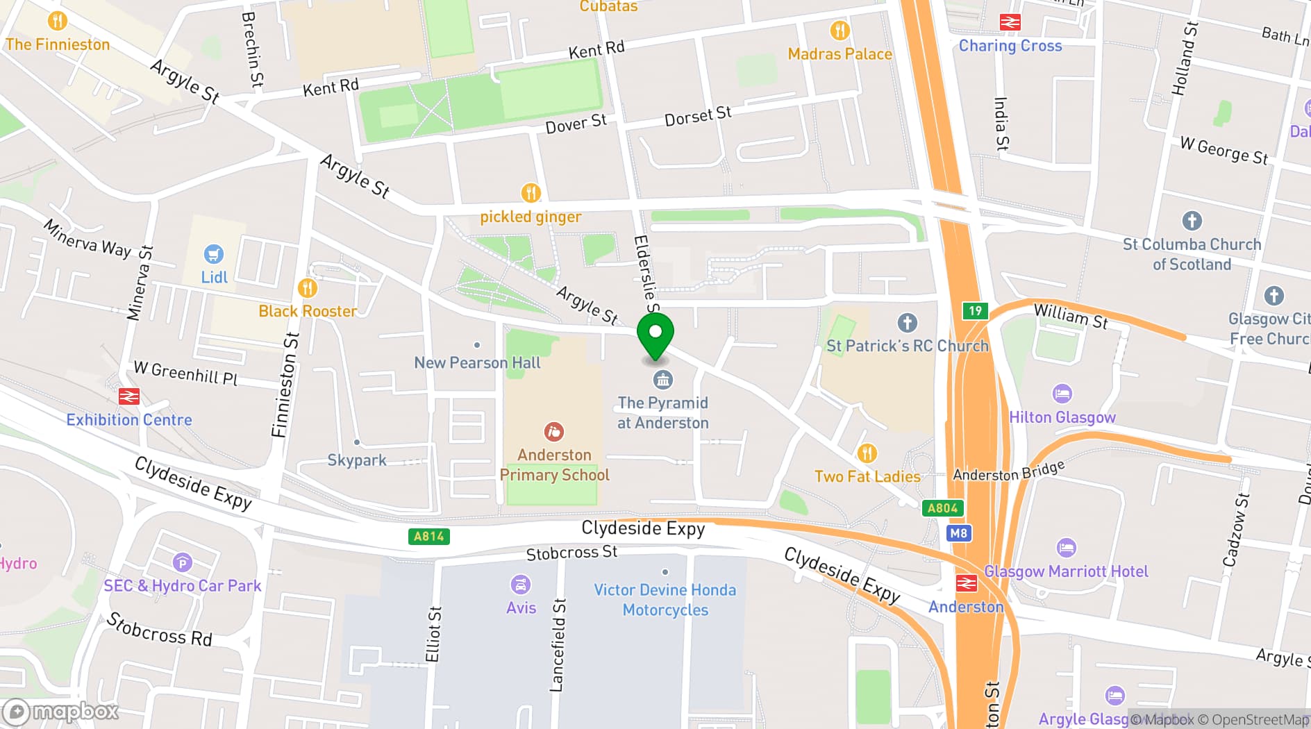 Map showing The Pyramid at Anderston