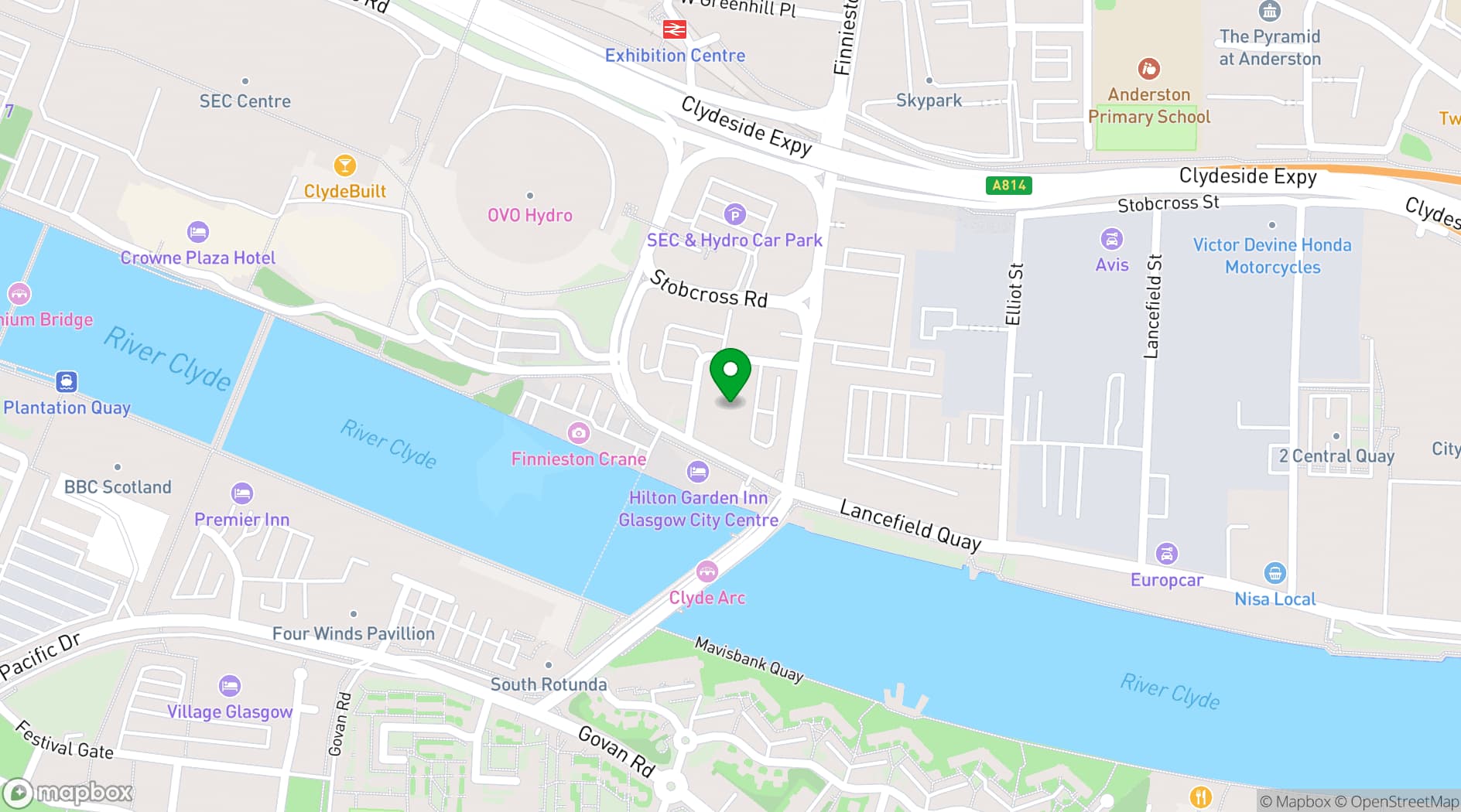 Map showing Radisson RED Glasgow