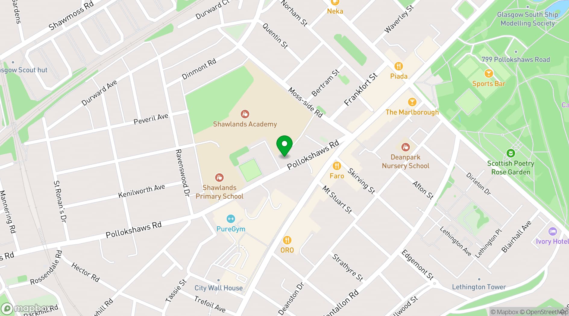Map showing Destiny Church Glasgow