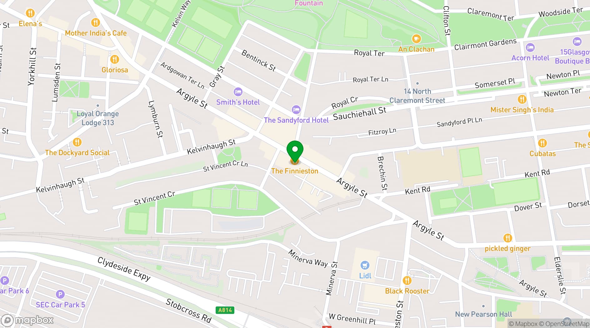 Map showing The Finnieston