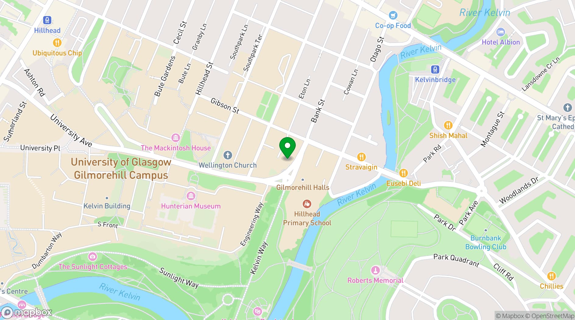 Map showing Glasgow University Union