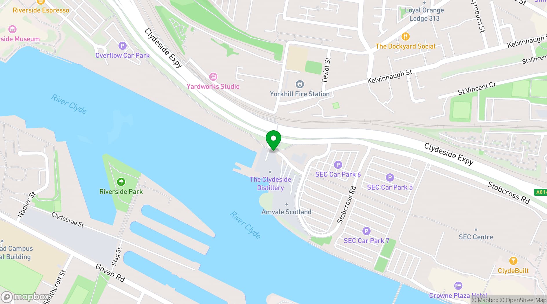 Map showing The Clydeside Distillery