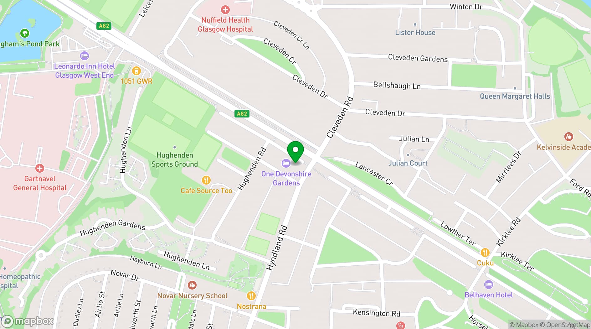 Map showing Hotel du Vin Glasgow
