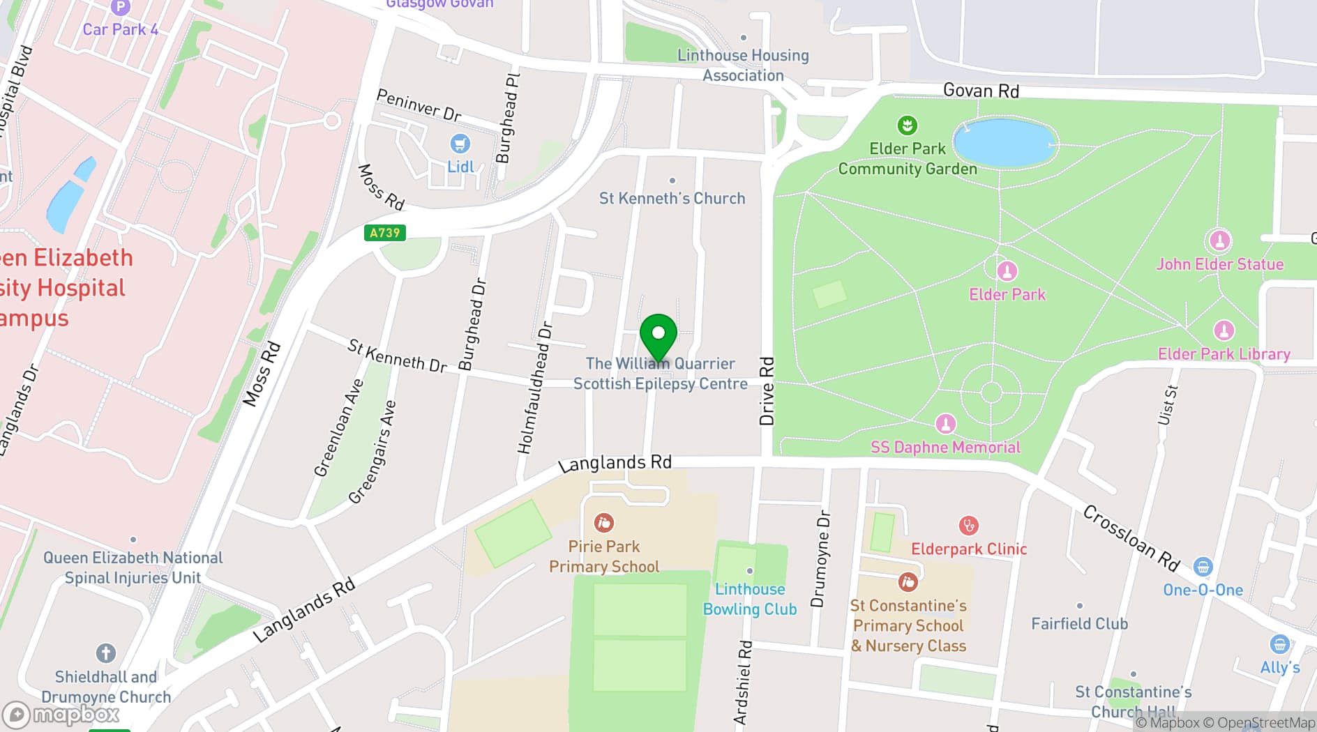 Map showing The William Quarrier Conference Centre