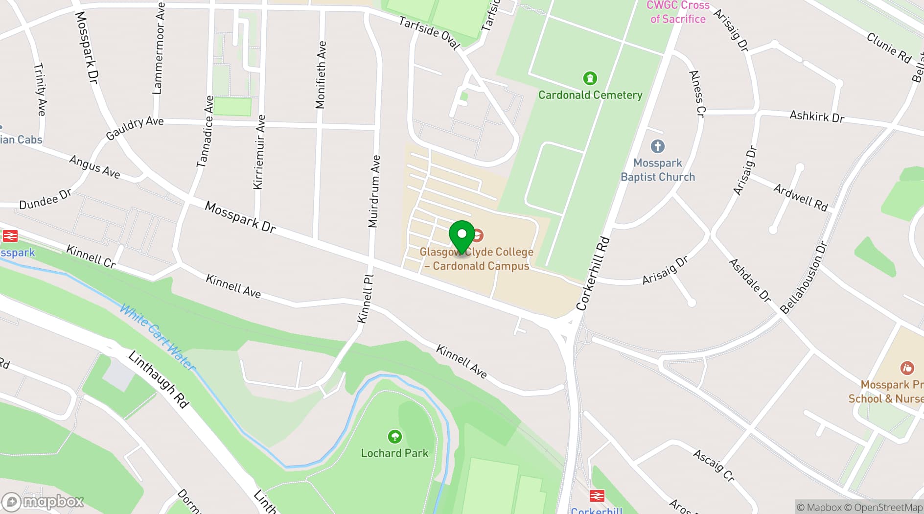 Map showing Glasgow Clyde College