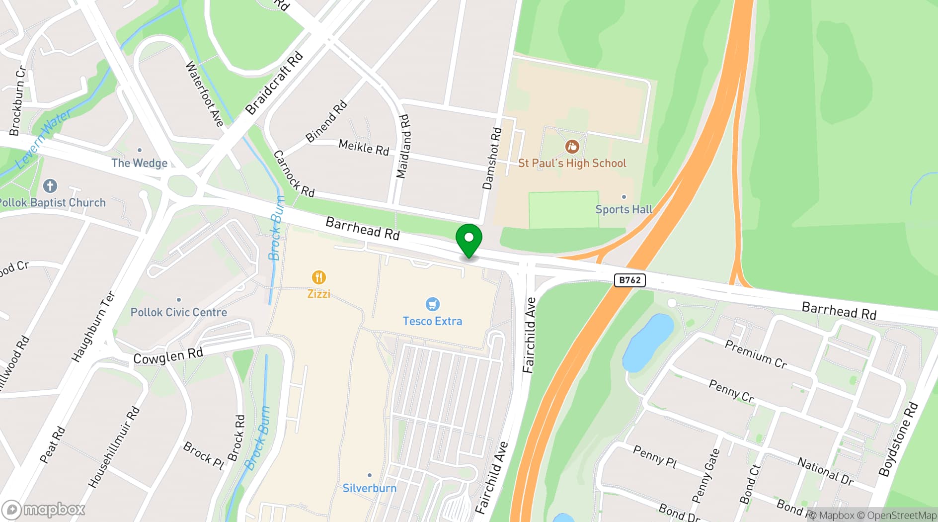 Map showing King Pins - Silverburn, Glasgow