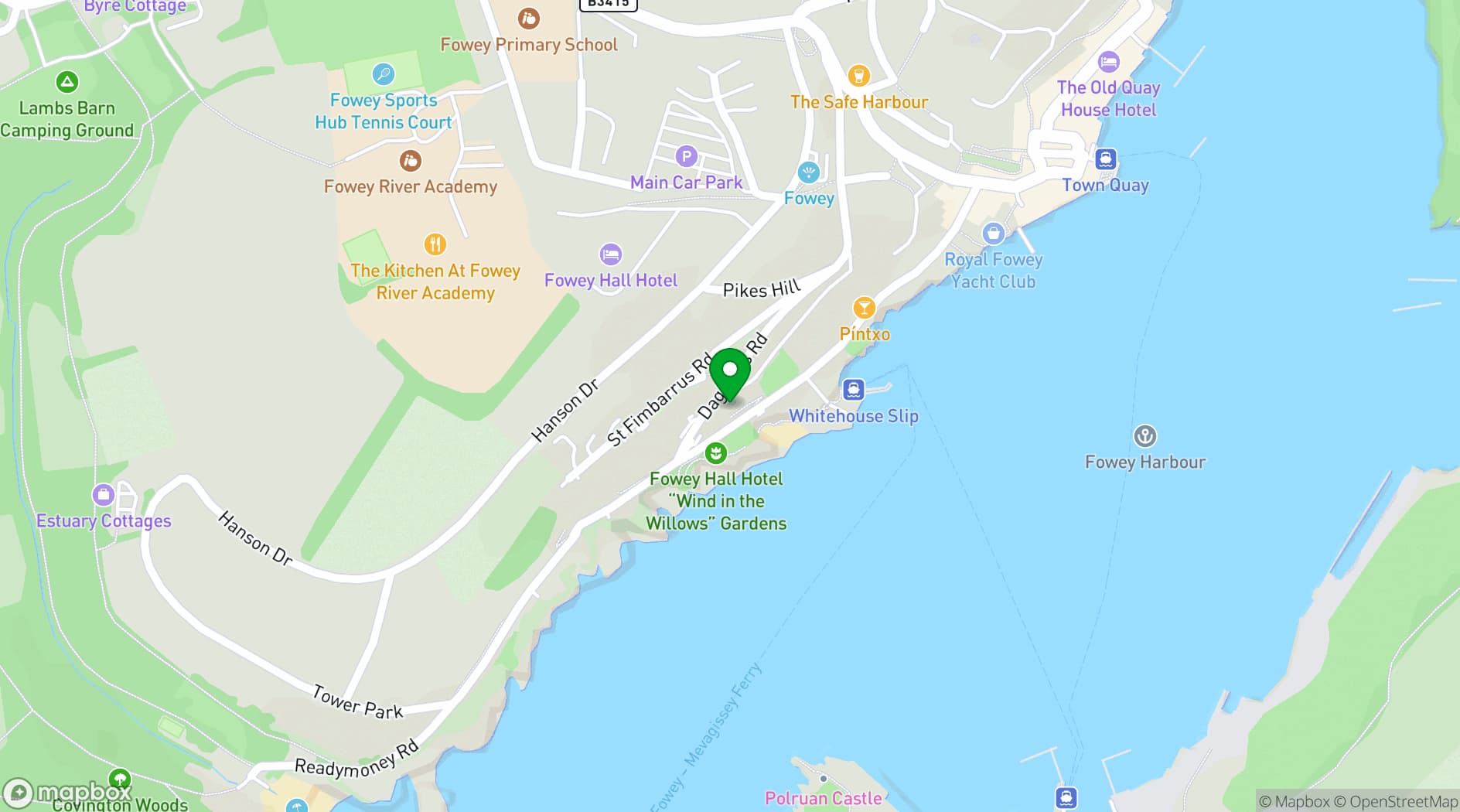 Map showing Harbour Hotel Fowey
