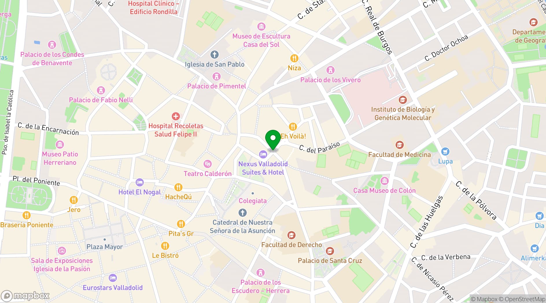 Map showing Teatro Calderón