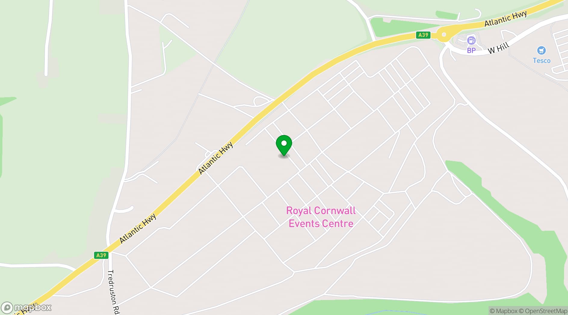 Map showing Royal Cornwall Events Centre