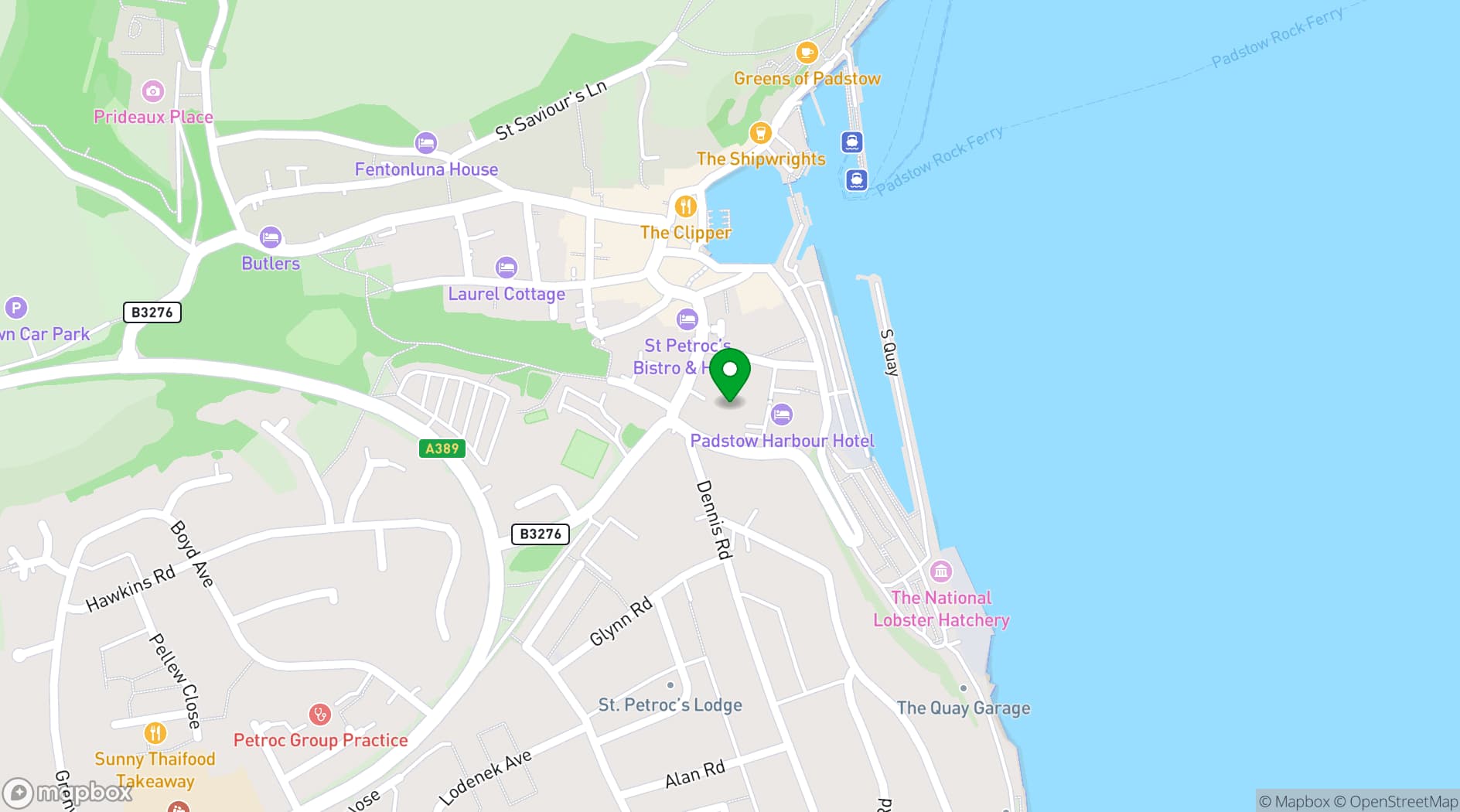 Map showing Harbour Hotel Padstow