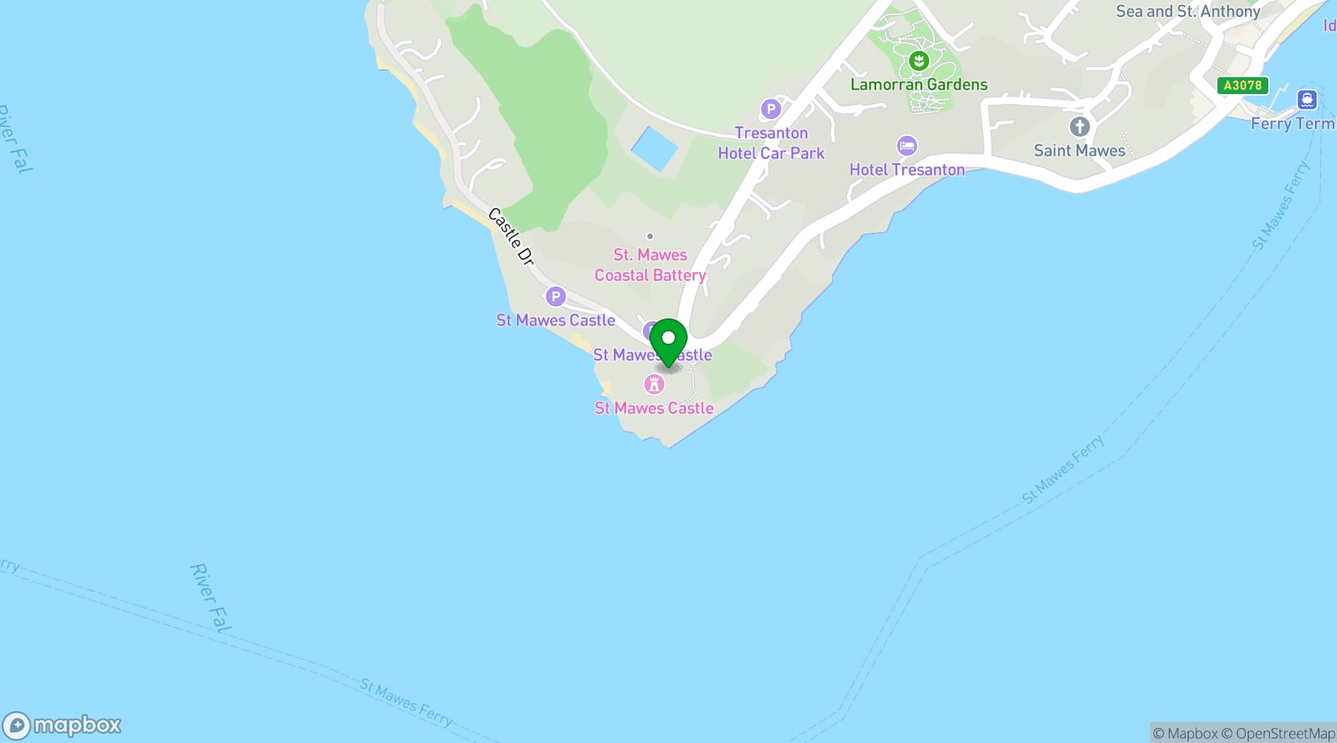 Map showing St Mawes Castle