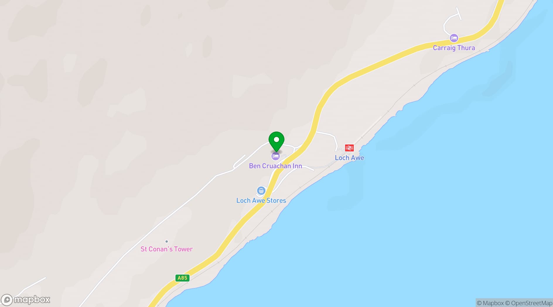 Map showing Ben Cruachan Inn