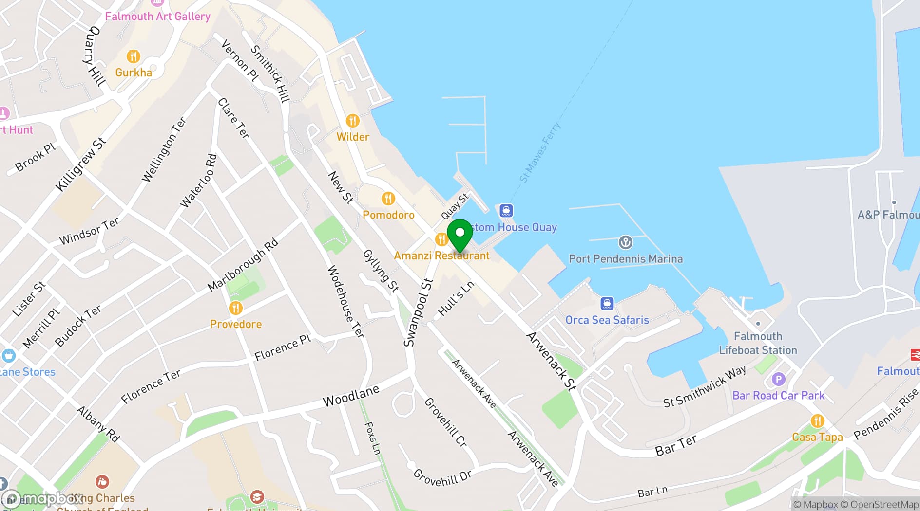 Map showing The Falmouth Stable