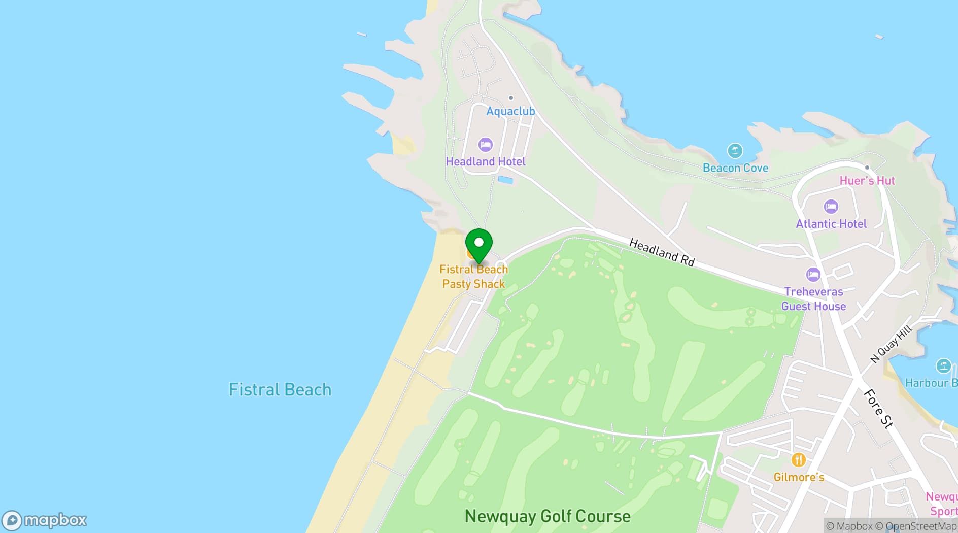 Map showing Fistral Beach Hotel & Spa