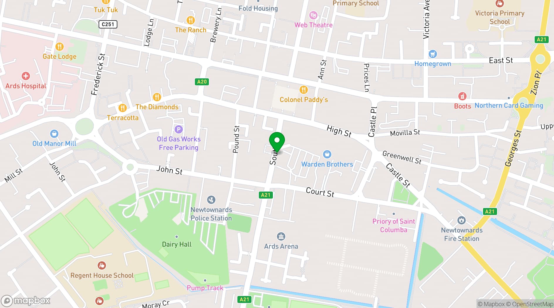 Map showing Lahore Kebab House Newtownards