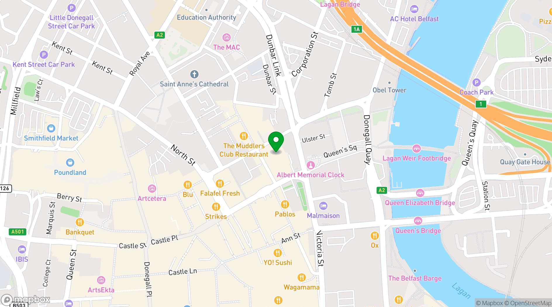 Map showing The Merchant Hotel Belfast