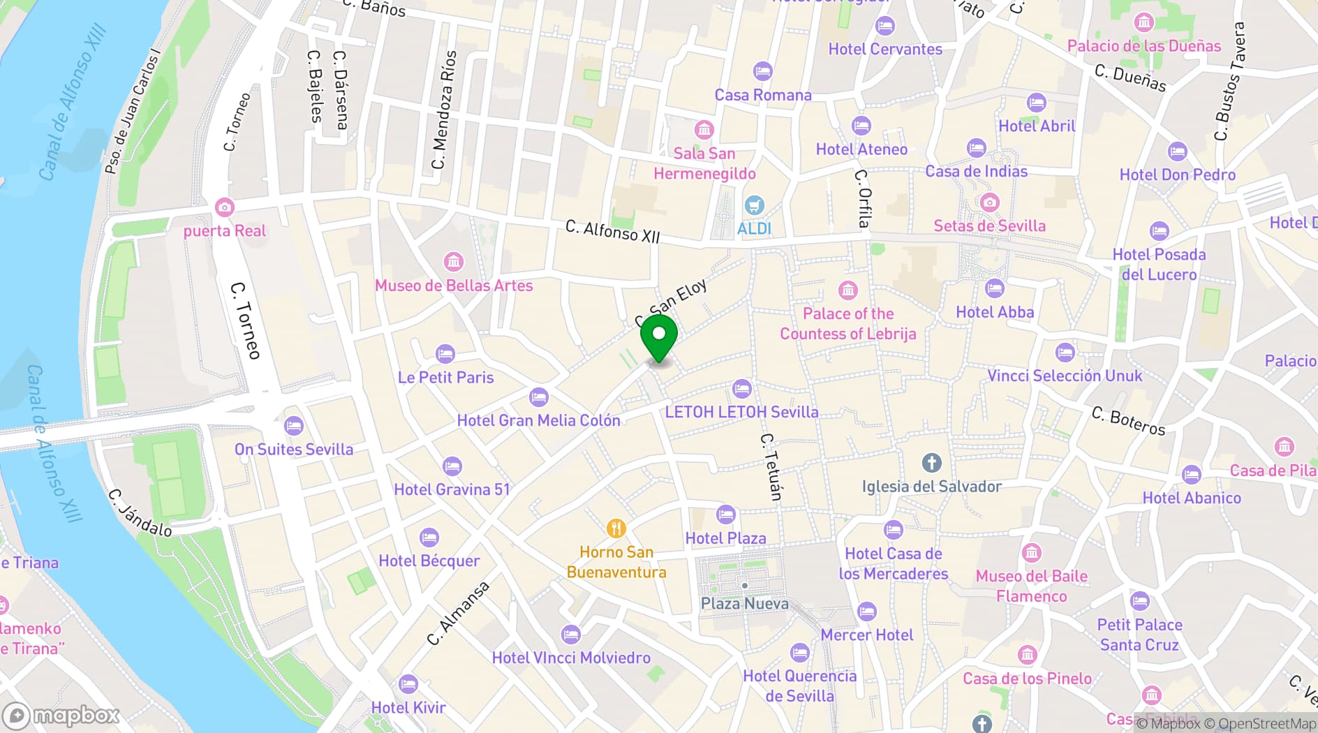 Map showing Radisson Collection Hotel, Magdalena Plaza Sevilla