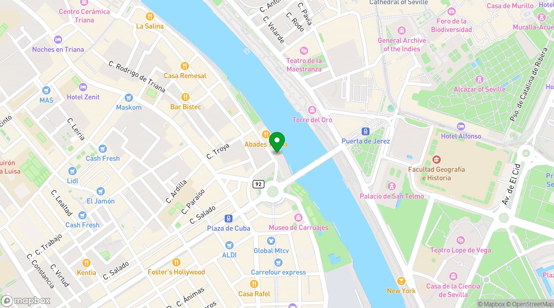 Map showing Río Grande Sevilla