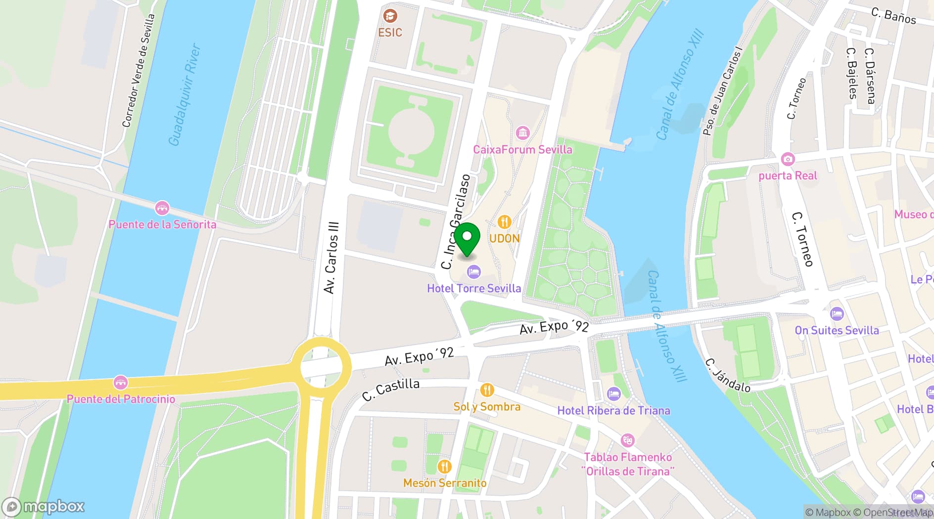 Map showing Eurostars Torre Sevilla