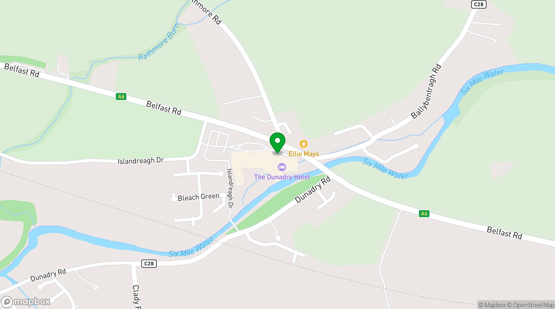 Map showing Dunadry Hotel And Gardens