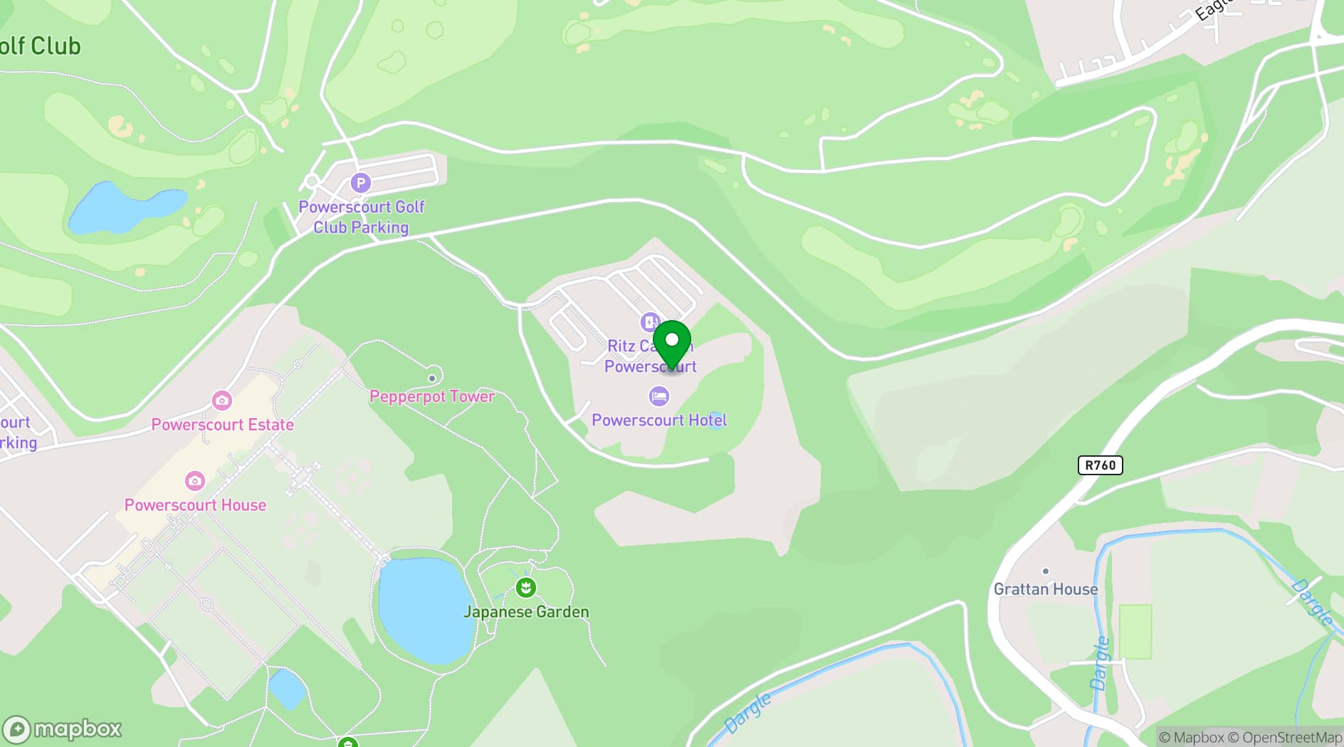 Map showing Powerscourt Hotel Resort & Spa