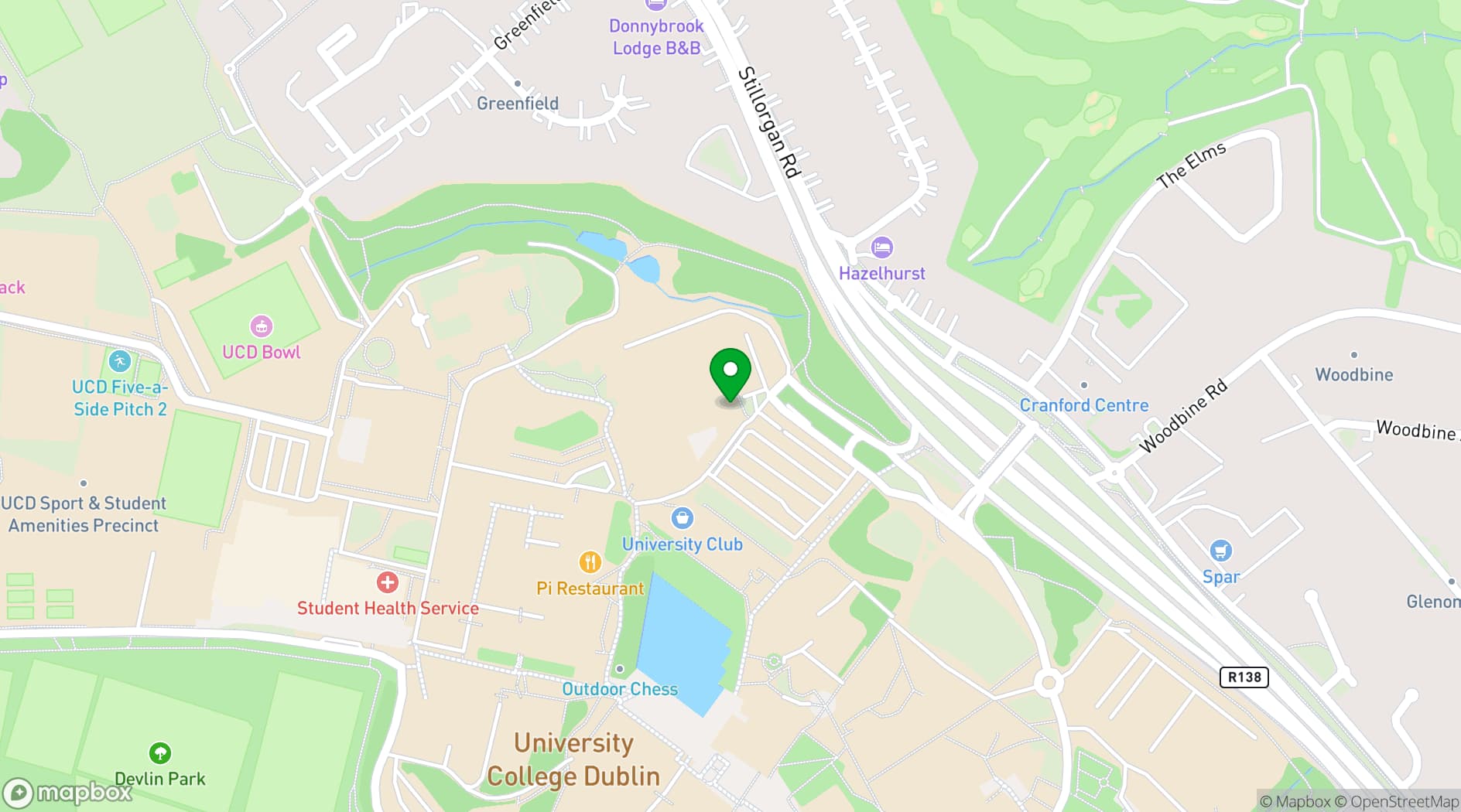 Map showing University College Dublin
