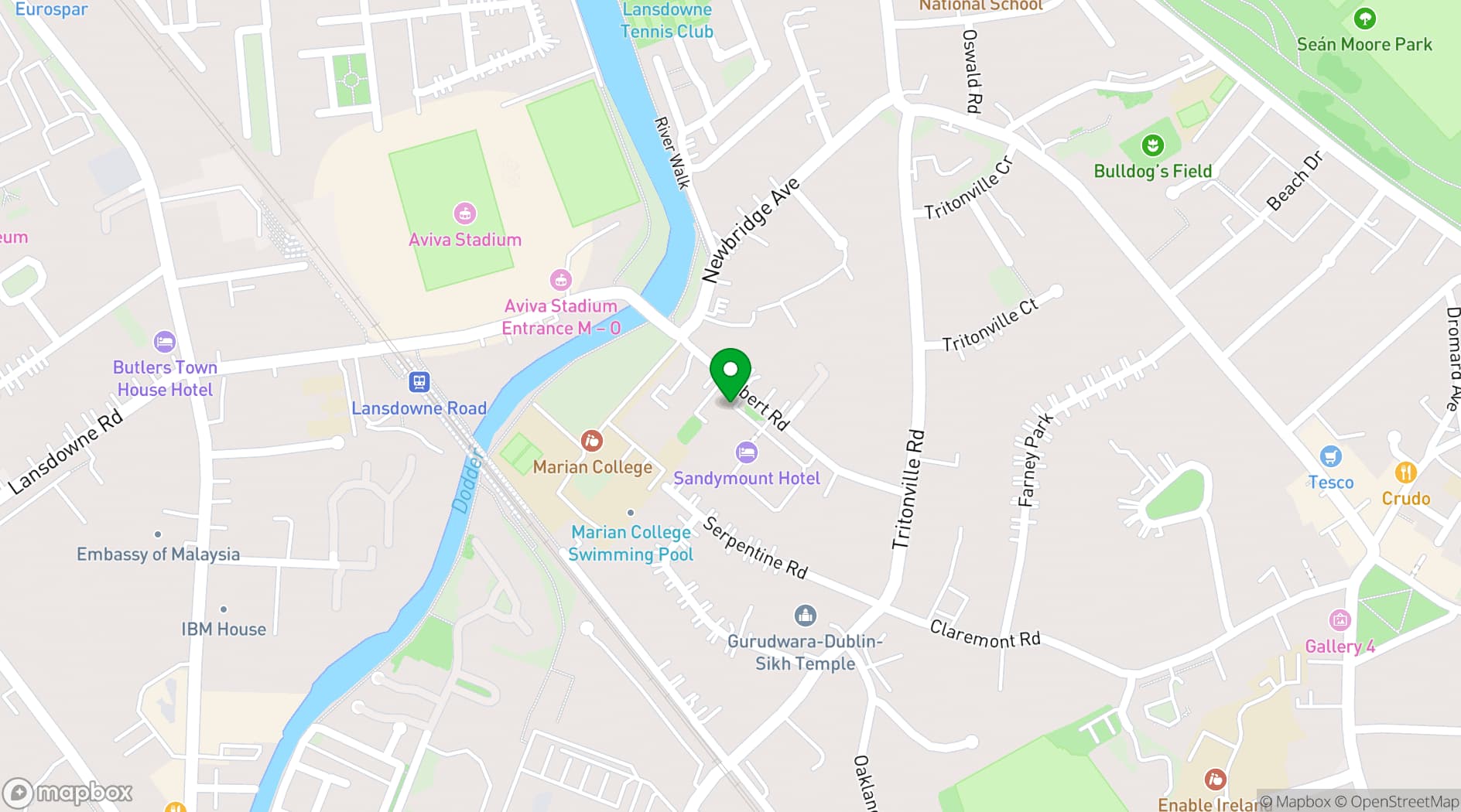 Map showing The Sandymount Hotel
