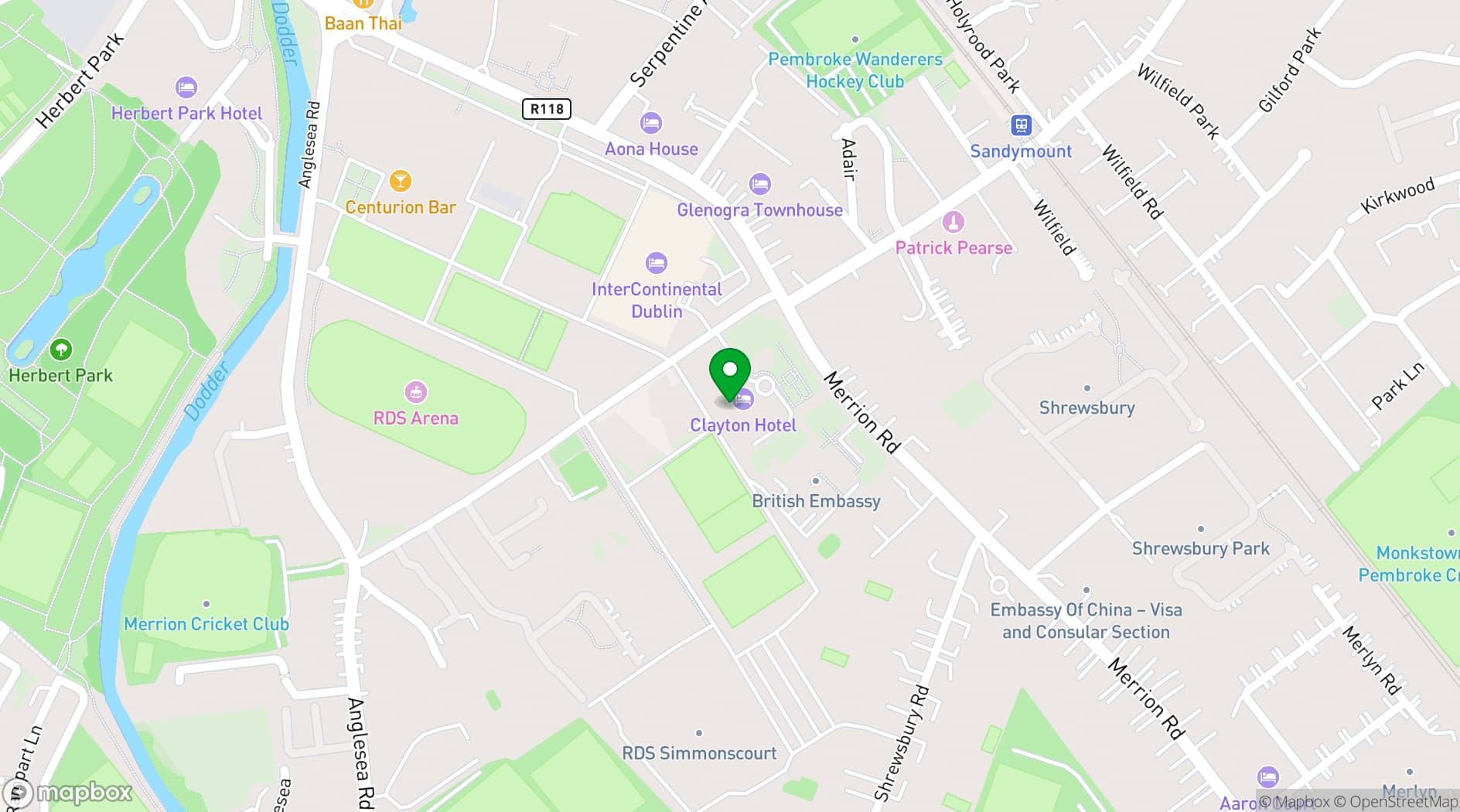 Map showing Thomas Prior Hall