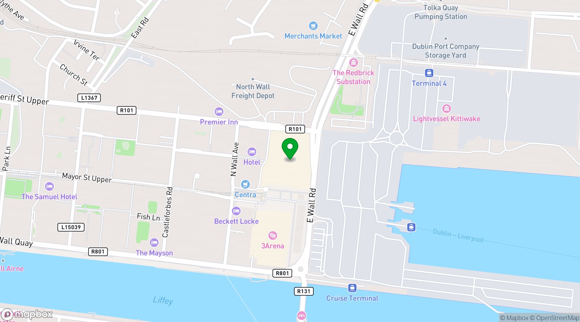 Map showing The Gibson Hotel
