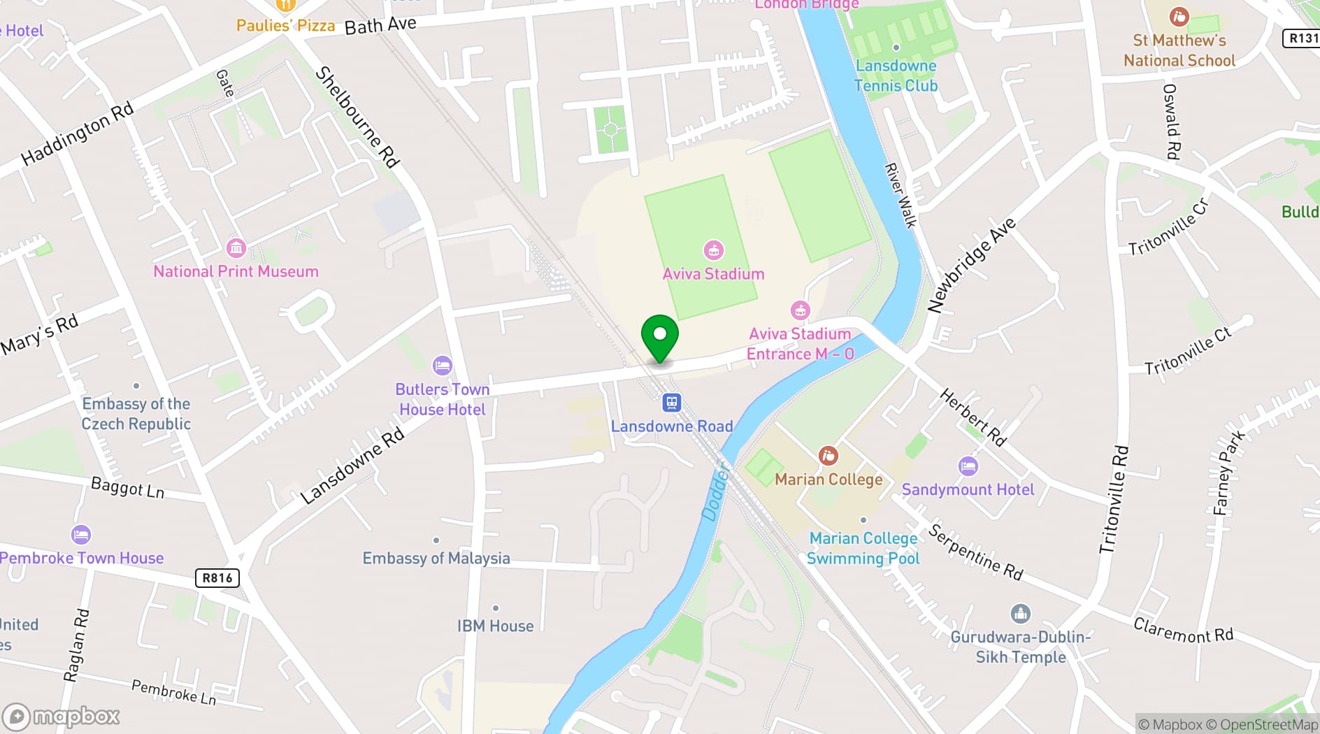 Map showing Lansdowne FC