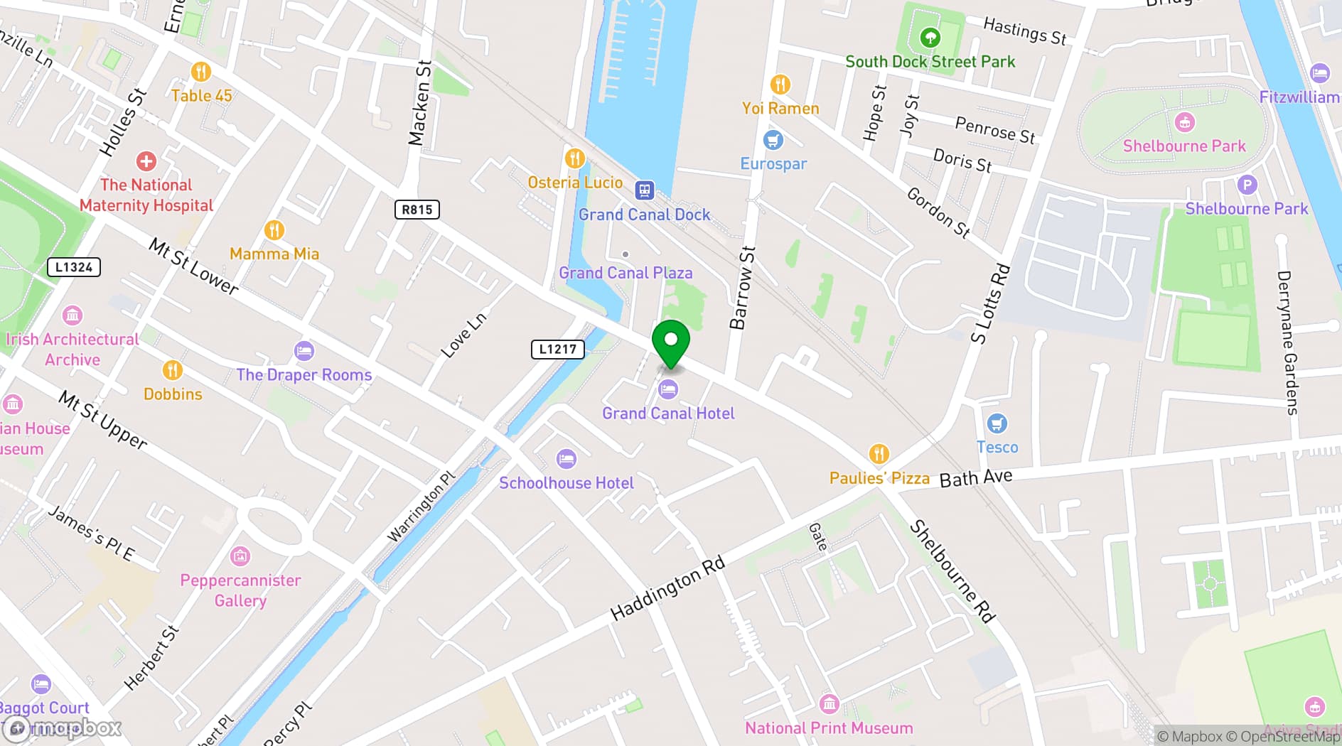 Map showing Grand Canal Hotel