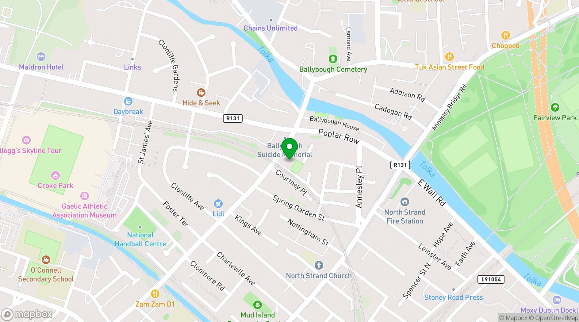 Map showing Ballybough Community, Youth and Fitness Centre