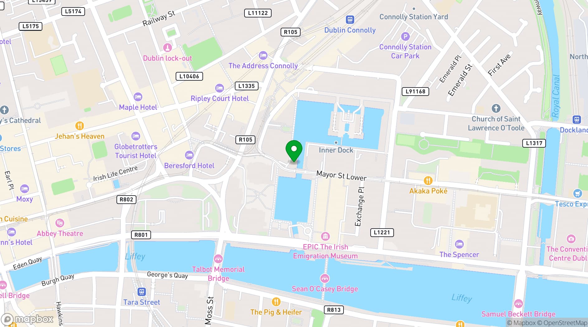 Map showing Harbourmaster Bar and Restaurant