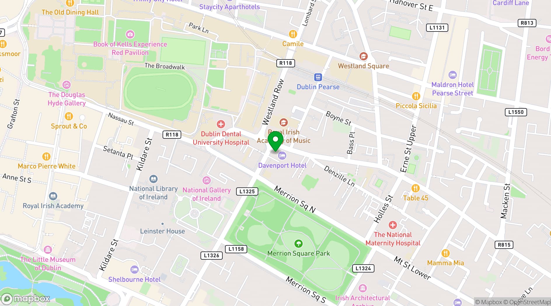 Map showing The Davenport